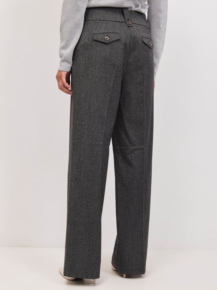 מכנסיים חגורה אבזמים בצבע אפור מרנגו