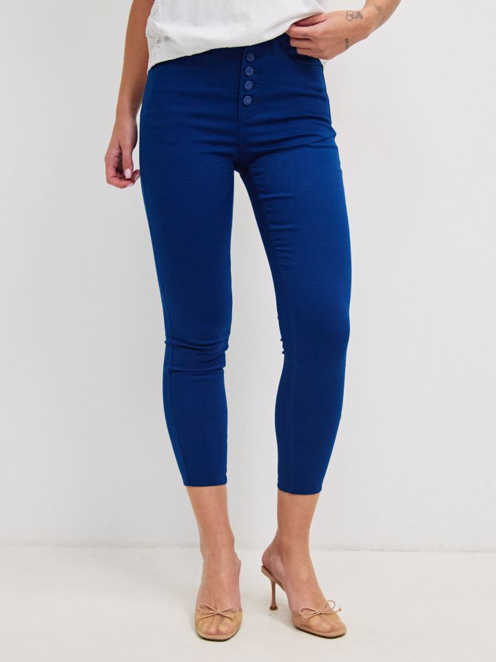 מכנסיים 7/8 כפתורים PROMO בצבע כחול אינדיגו