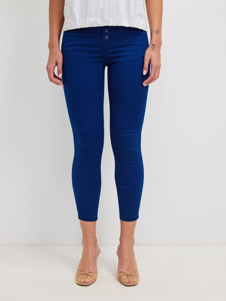 מכנסיים 7/8 כפתורים PROMO בצבע כחול אינדיגו