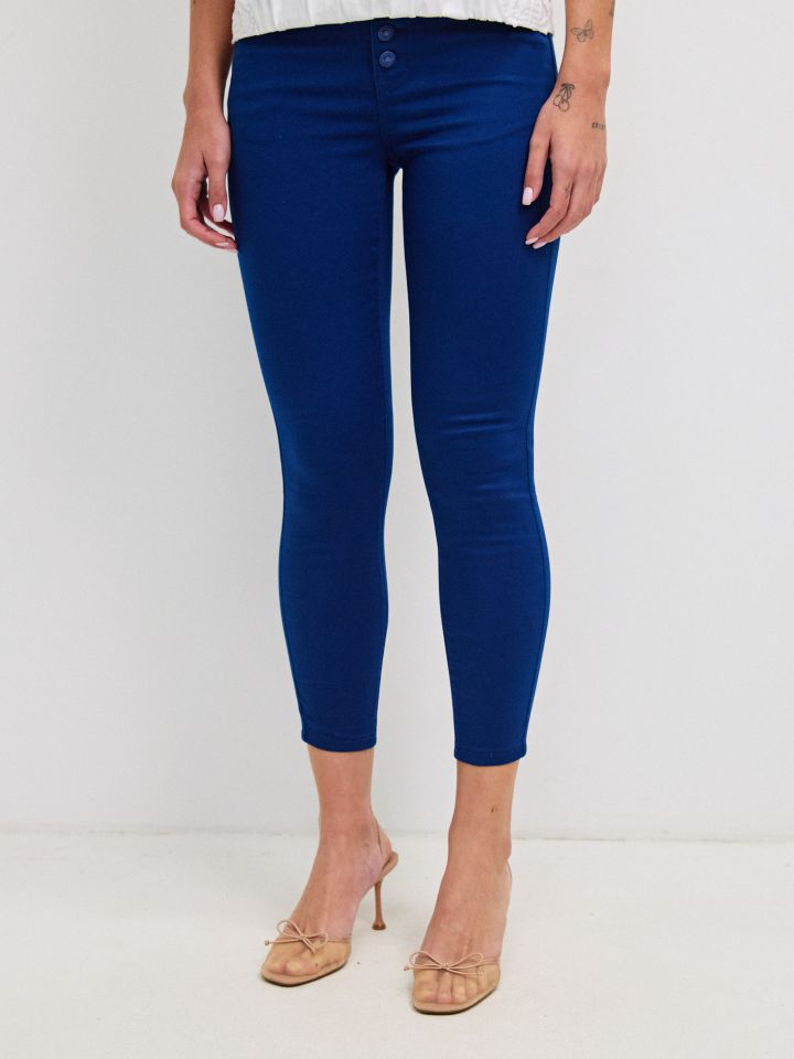 מכנסיים 7/8 כפתורים PROMO בצבע כחול אינדיגו