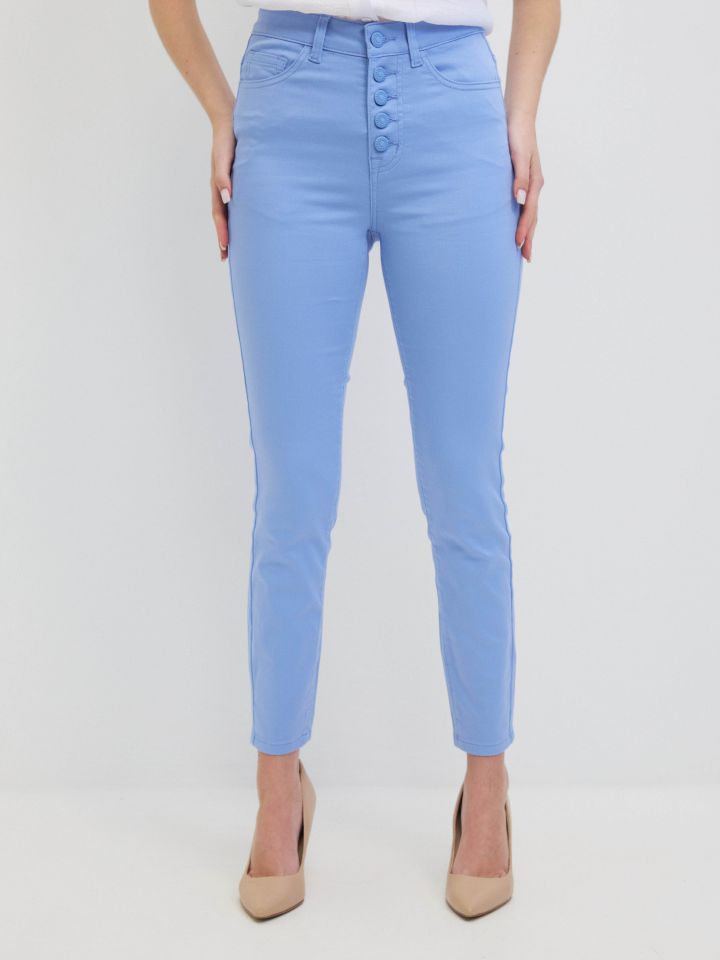 מכנסיים 7/8 כפתורים PROMO בצבע סגול לילה מעושן