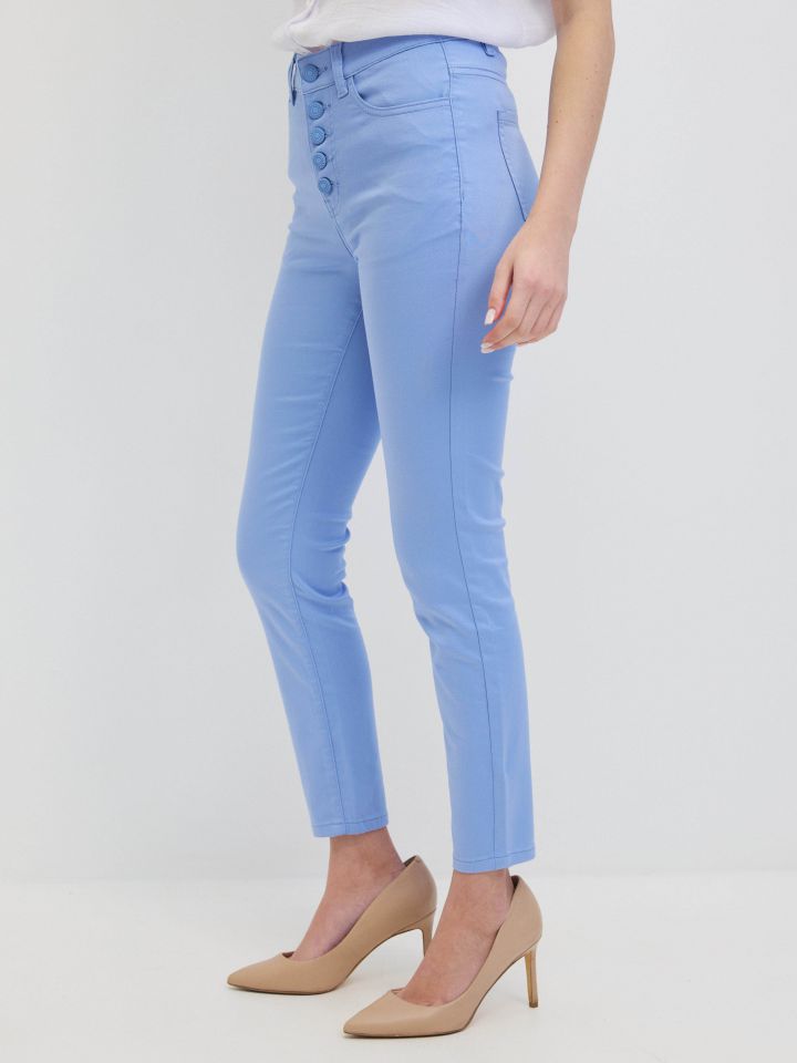 מכנסיים 7/8 כפתורים PROMO בצבע סגול לילה מעושן