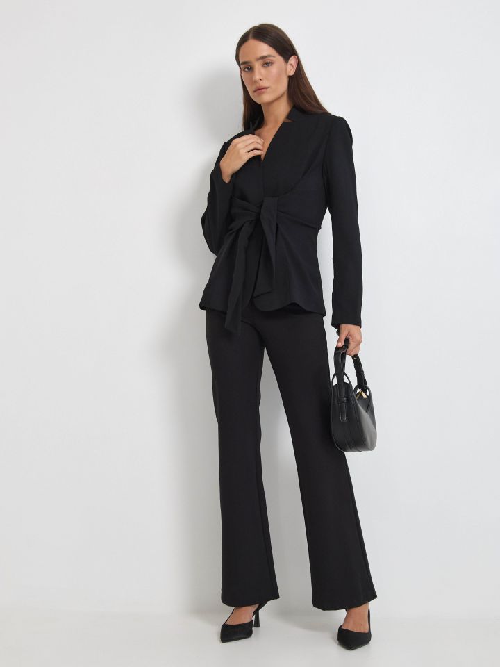 מכנסיים מילנו כפתורים PROMO בצבע שחור