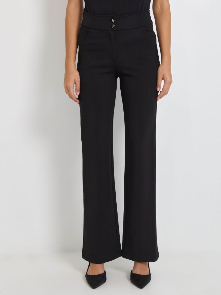 מכנסיים מילנו כפתורים PROMO בצבע שחור