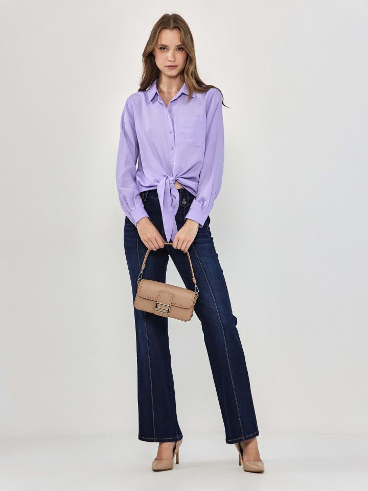 מכנסיים ג’ינס לולאות בצבע ג’ינס כהה