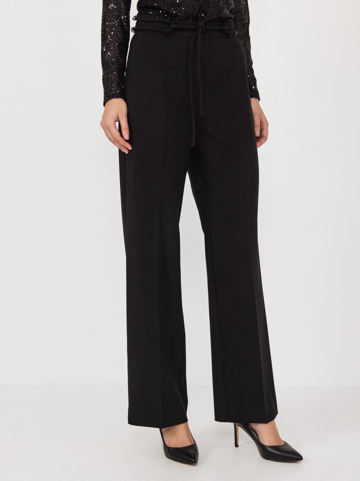 מכנסיים + חגורה קשירה בצבע שחור