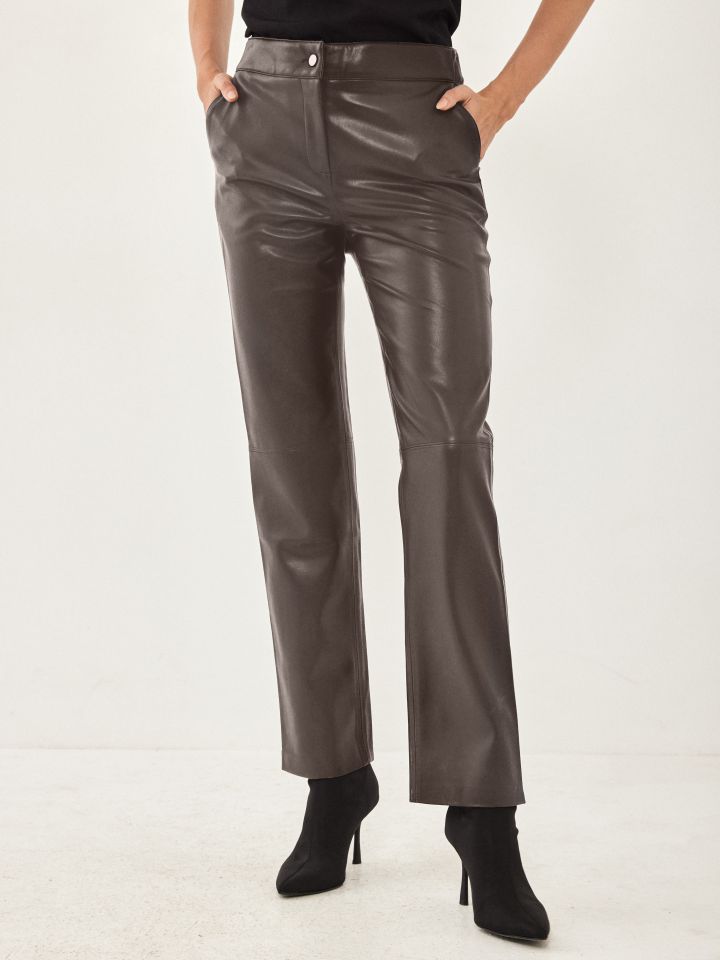 מכנסי דמוי עור בצבע מוקה