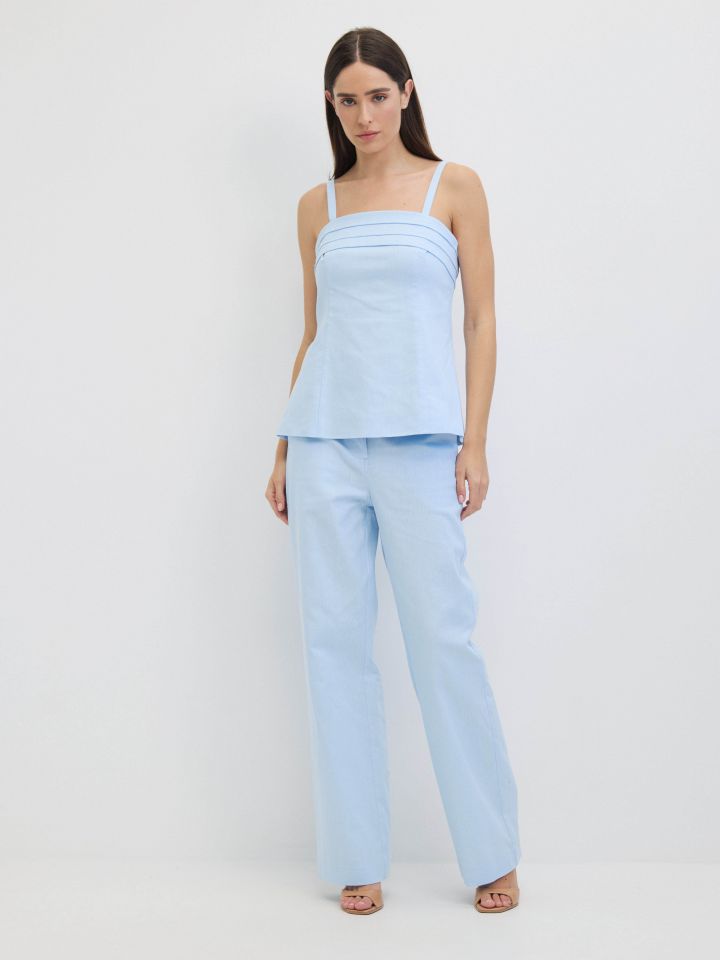 מכנסיים גומי בגב בצבע תכלת