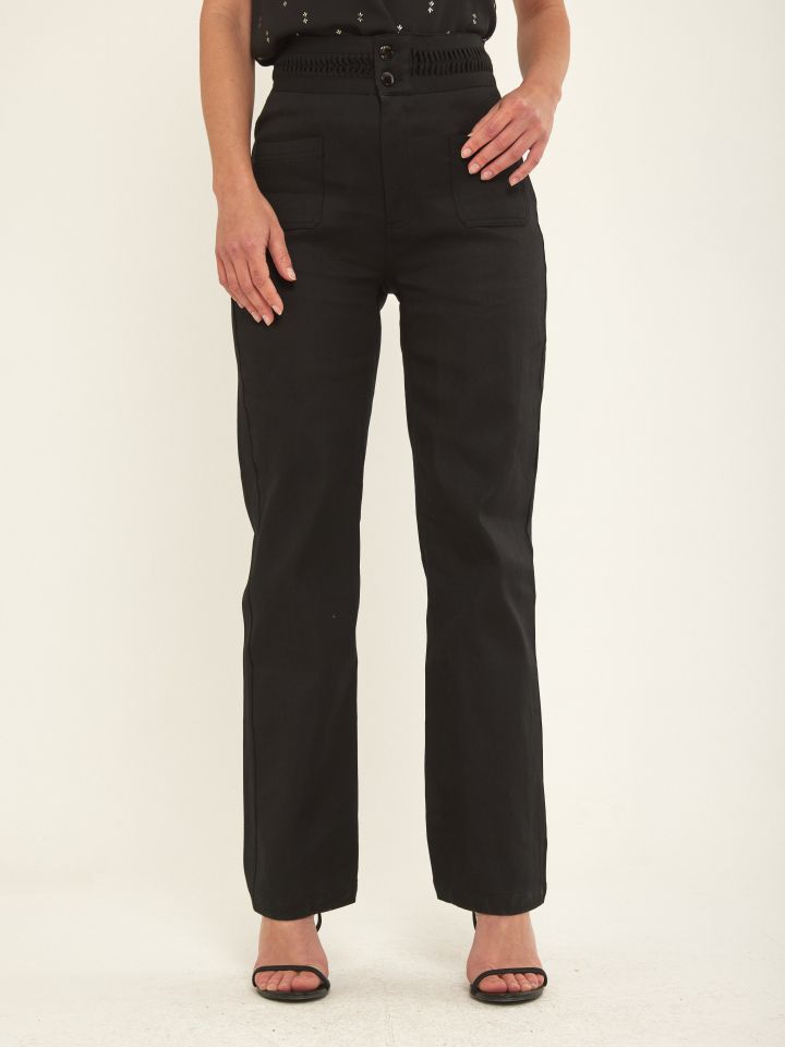 מכנסי חגורה כיסים בצבע שחור