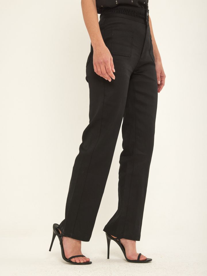 מכנסי חגורה כיסים בצבע שחור