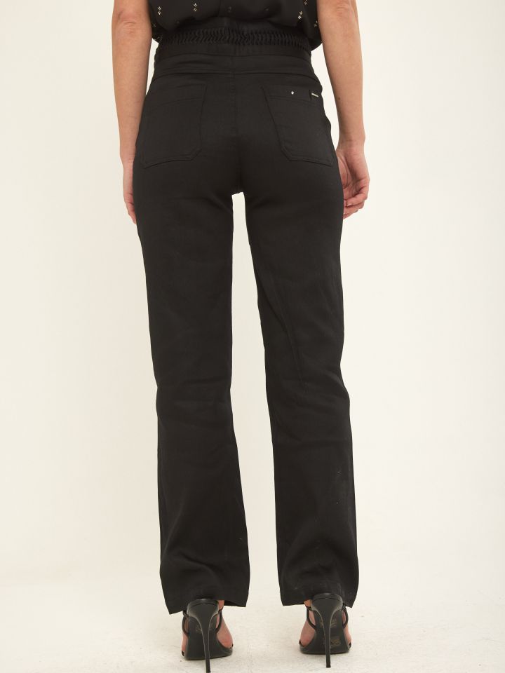 מכנסי חגורה כיסים בצבע שחור