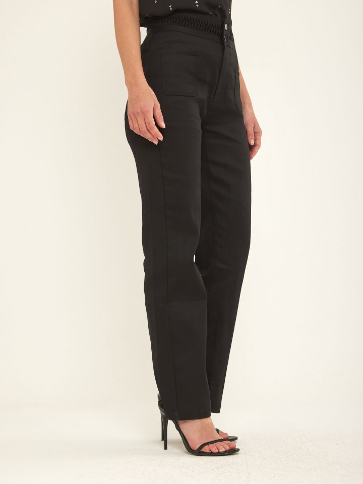 מכנסי חגורה כיסים בצבע שחור