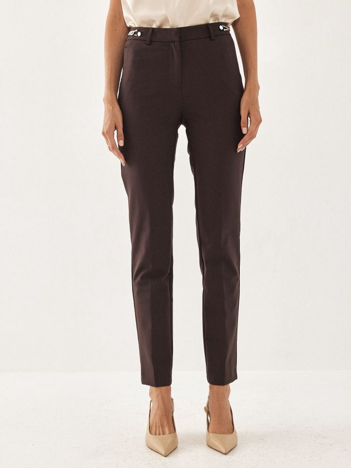 מכנסי שרשרת צד בצבע חום