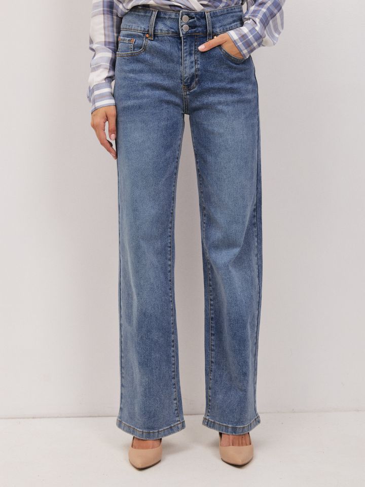 מכנסיים ג’ינס כפתורים PROMO בצבע ג’ינס