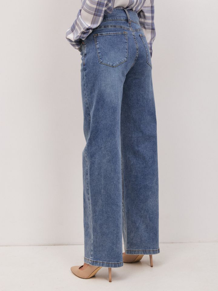 מכנסיים ג’ינס כפתורים PROMO בצבע ג’ינס