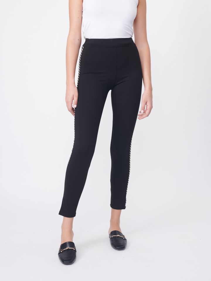 מכנסי טייץ סרט לורקס באלכסון בצבע שחור