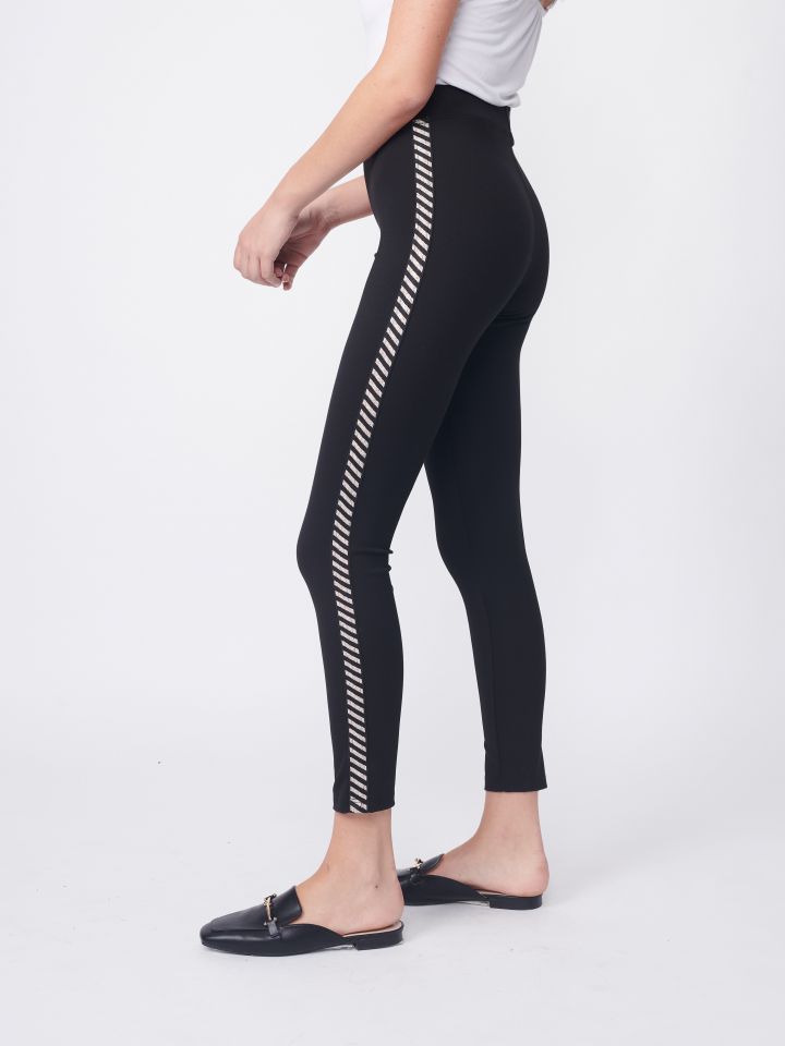 מכנסי טייץ סרט לורקס באלכסון בצבע שחור