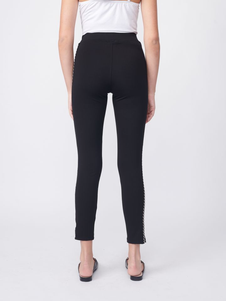 מכנסי טייץ סרט לורקס באלכסון בצבע שחור