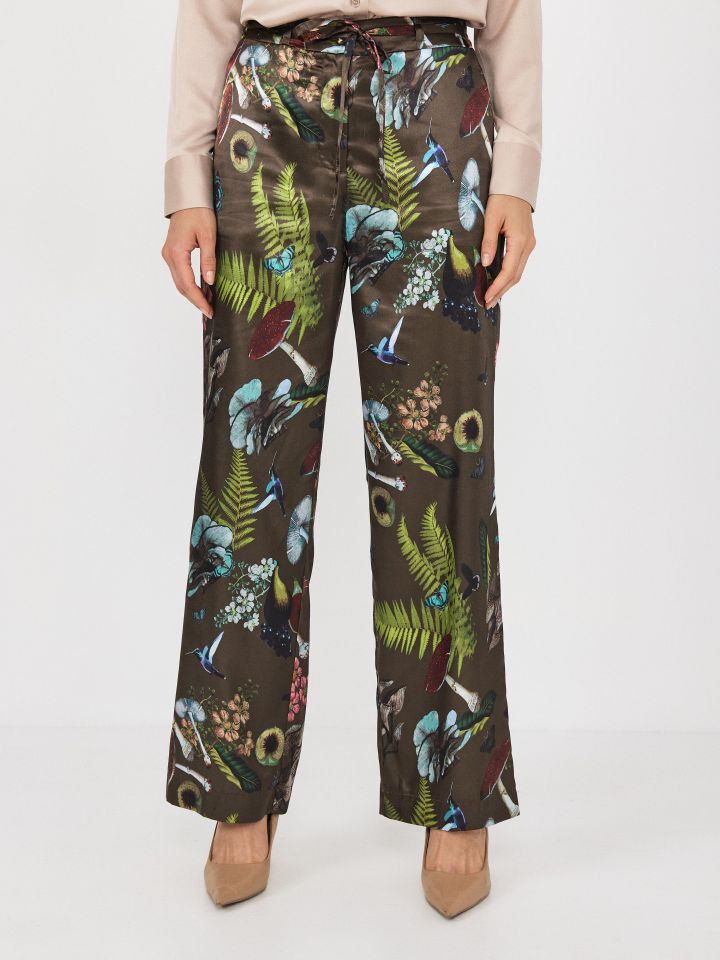 מכנסיים דפוס סטן בצבע חום