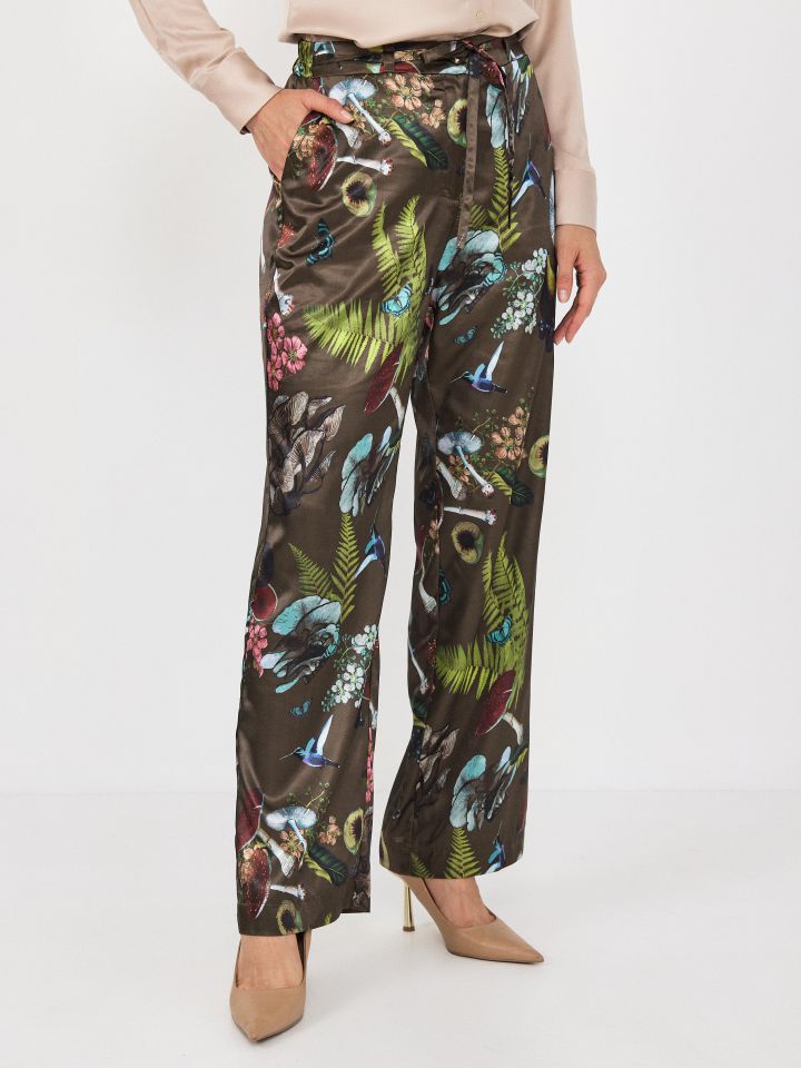 מכנסיים דפוס סטן בצבע חום