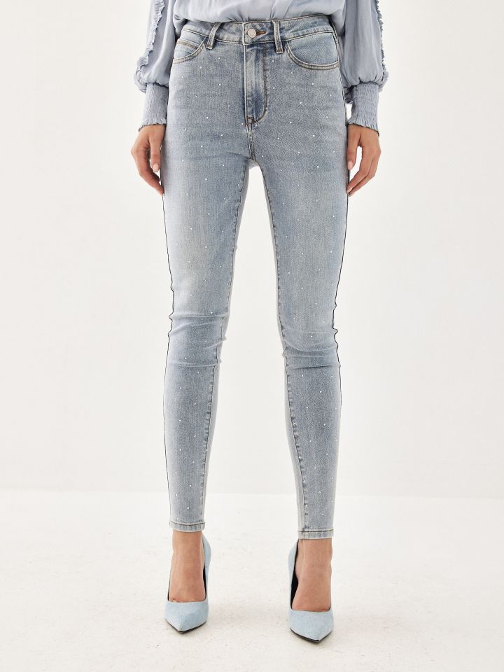 מכנסי ג’ינס יהלומים בצבע ג’ינס בהיר