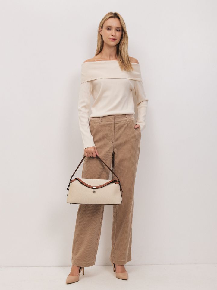 מכנסיים קורדרוי LIAT בצבע בייז קפוצינו