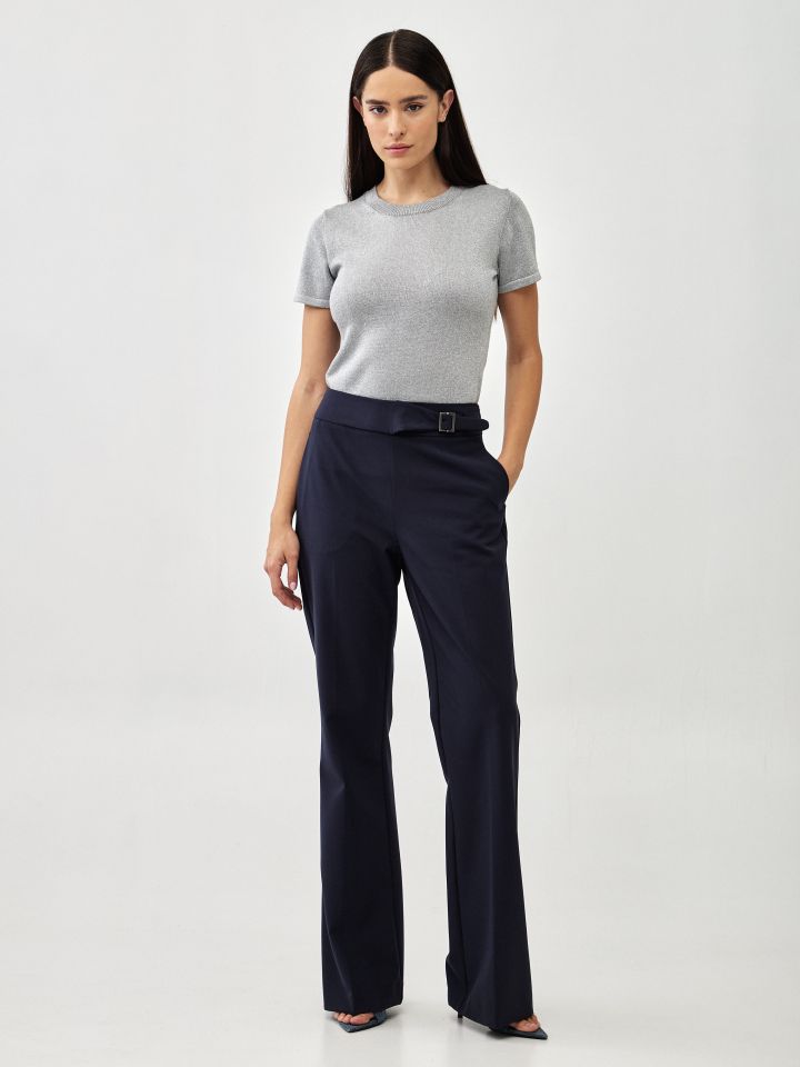 מכנסיים אבזם צד בצבע נייבי