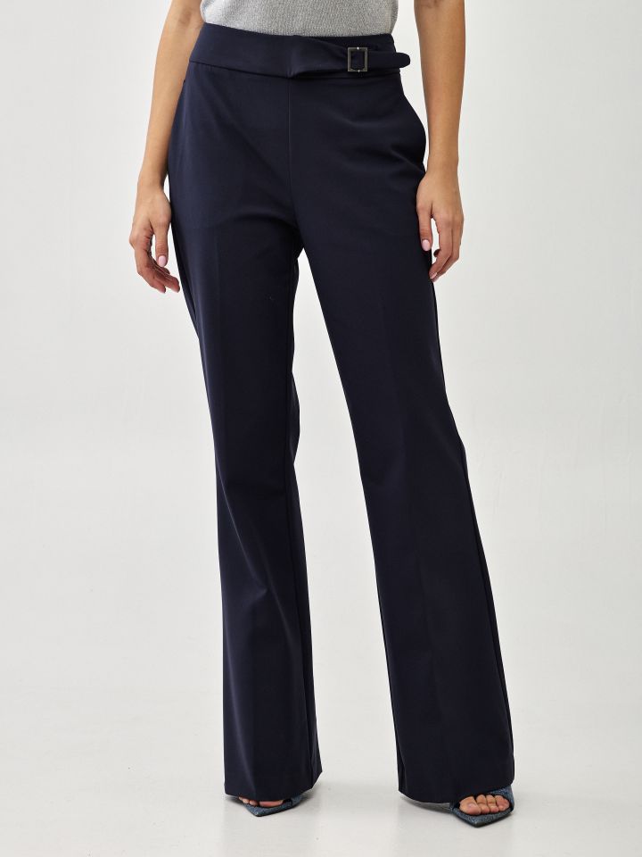 מכנסיים אבזם צד בצבע נייבי