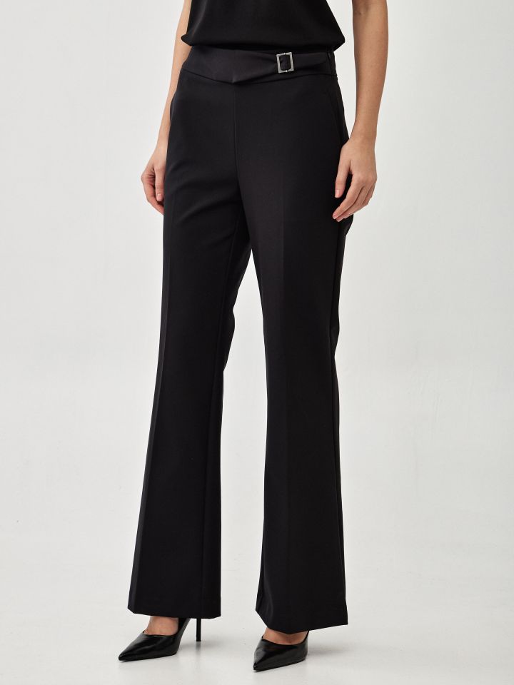 מכנסיים אבזם צד בצבע שחור