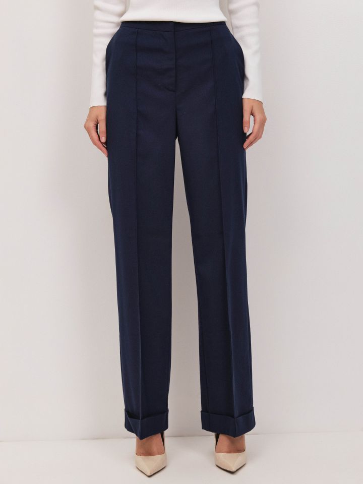 מכנסיים כיסי צד נירווירים בצבע נייבי