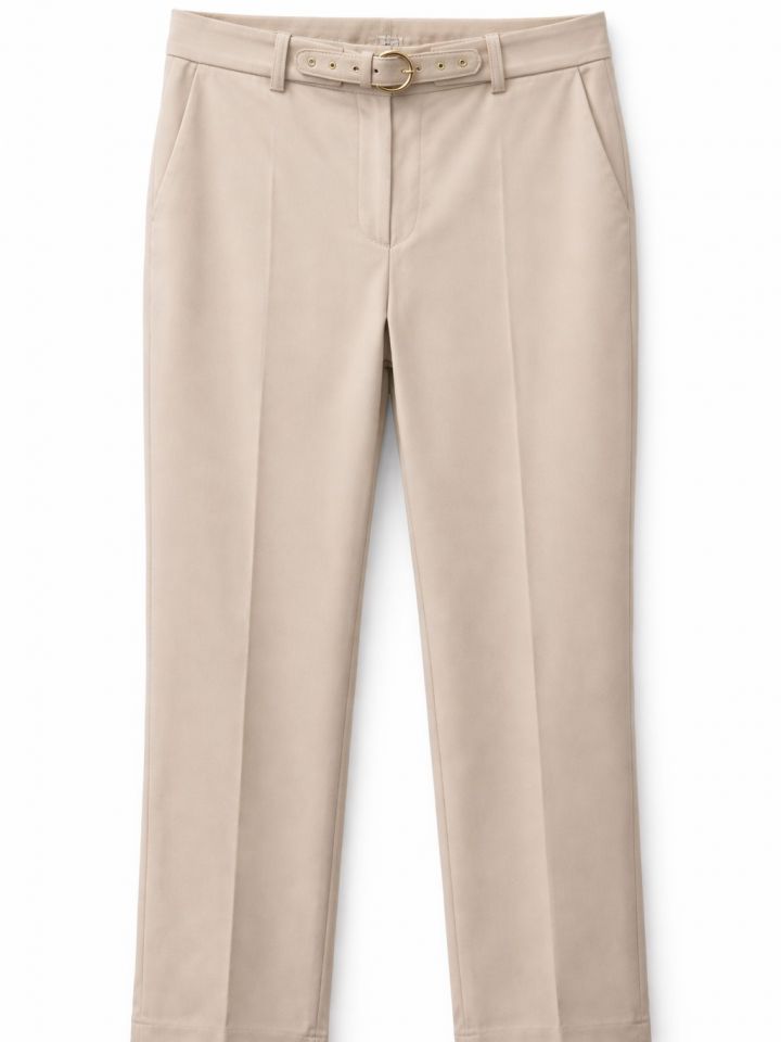 מכנסיים גומי אבזם בצבע אבן