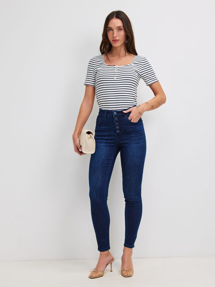 מכנסיים גינס סקיני PROMO בצבע ג’ינס כהה