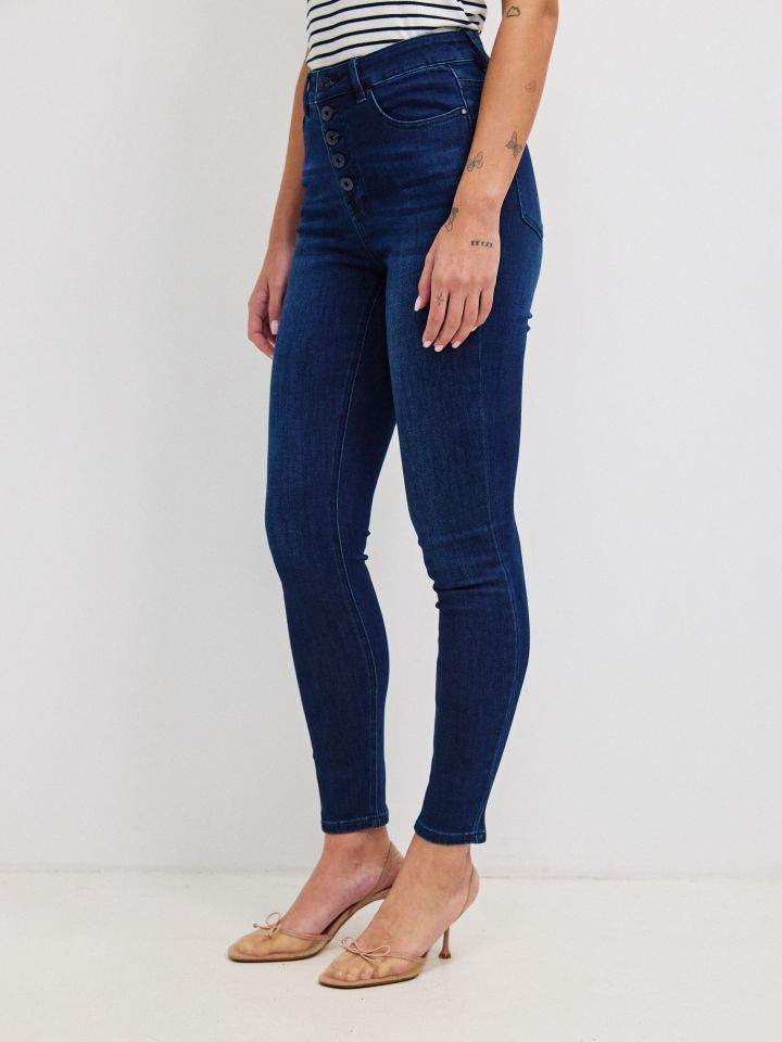 מכנסיים גינס סקיני PROMO בצבע ג’ינס כהה