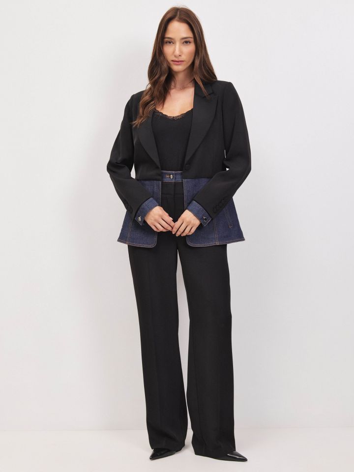 מכנסיים שילוב ג’ינס בצבע שחור