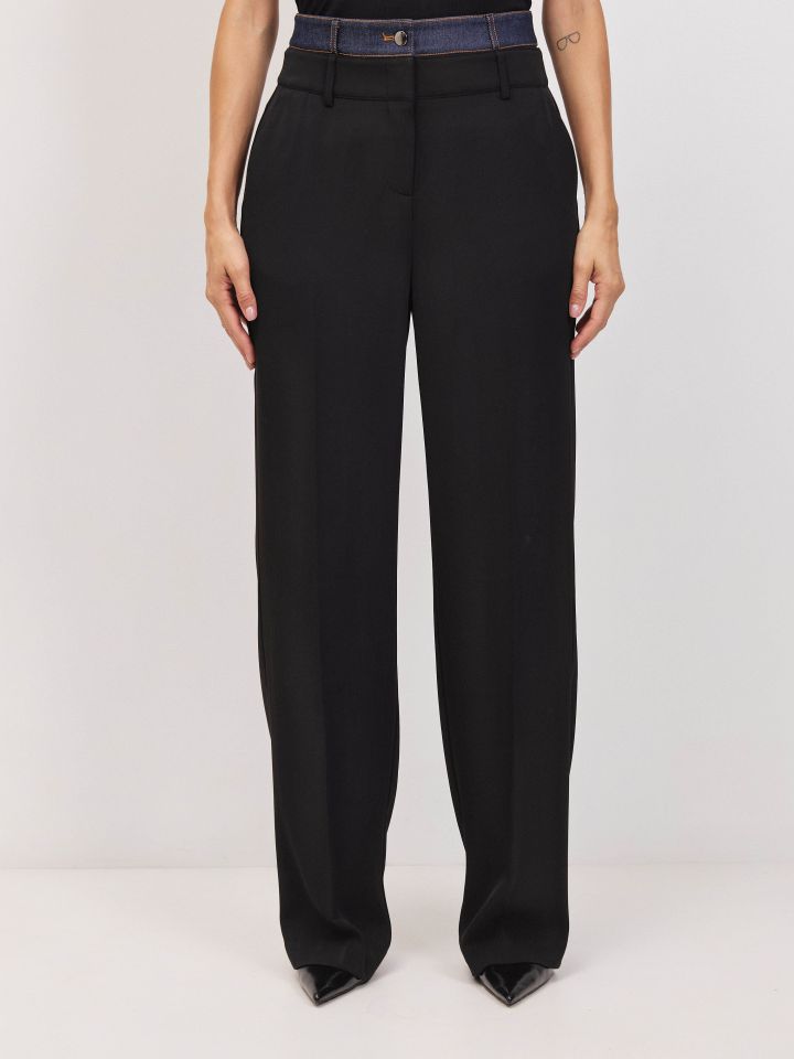 מכנסיים שילוב ג’ינס בצבע שחור