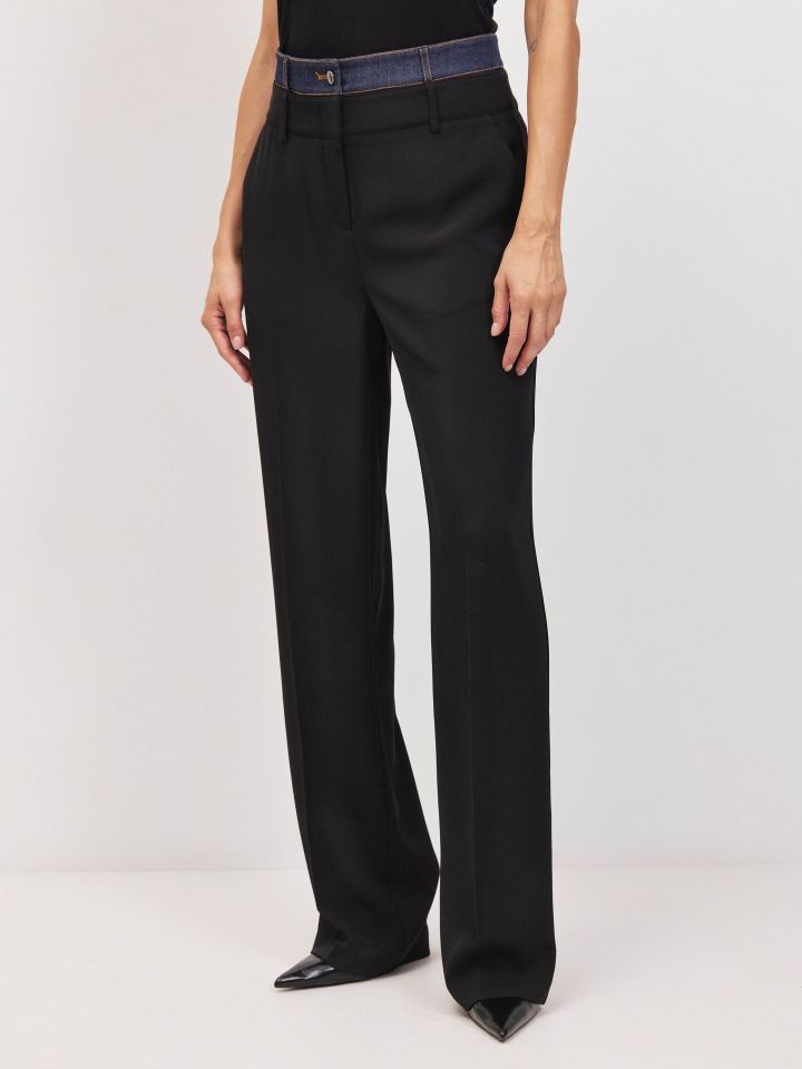 מכנסיים שילוב ג’ינס בצבע שחור