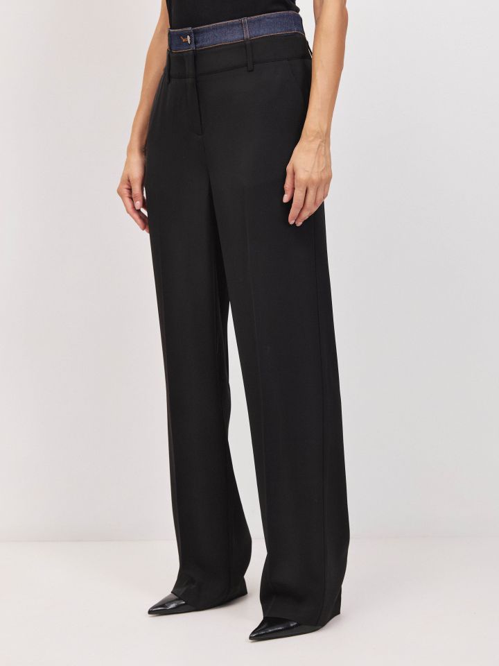 מכנסיים שילוב ג’ינס בצבע שחור