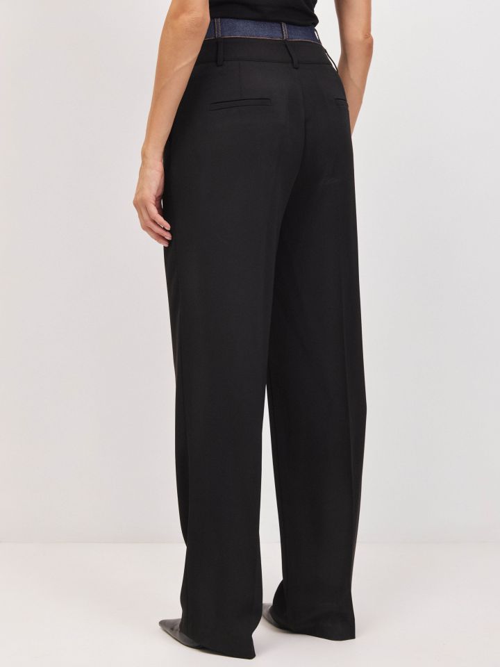 מכנסיים שילוב ג’ינס בצבע שחור