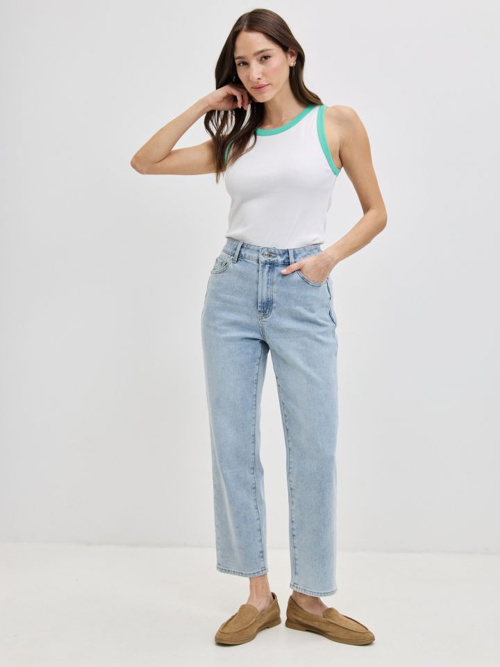 מכנסיים ג’ינס  7/8 PROMO בצבע ג’ינס בהיר