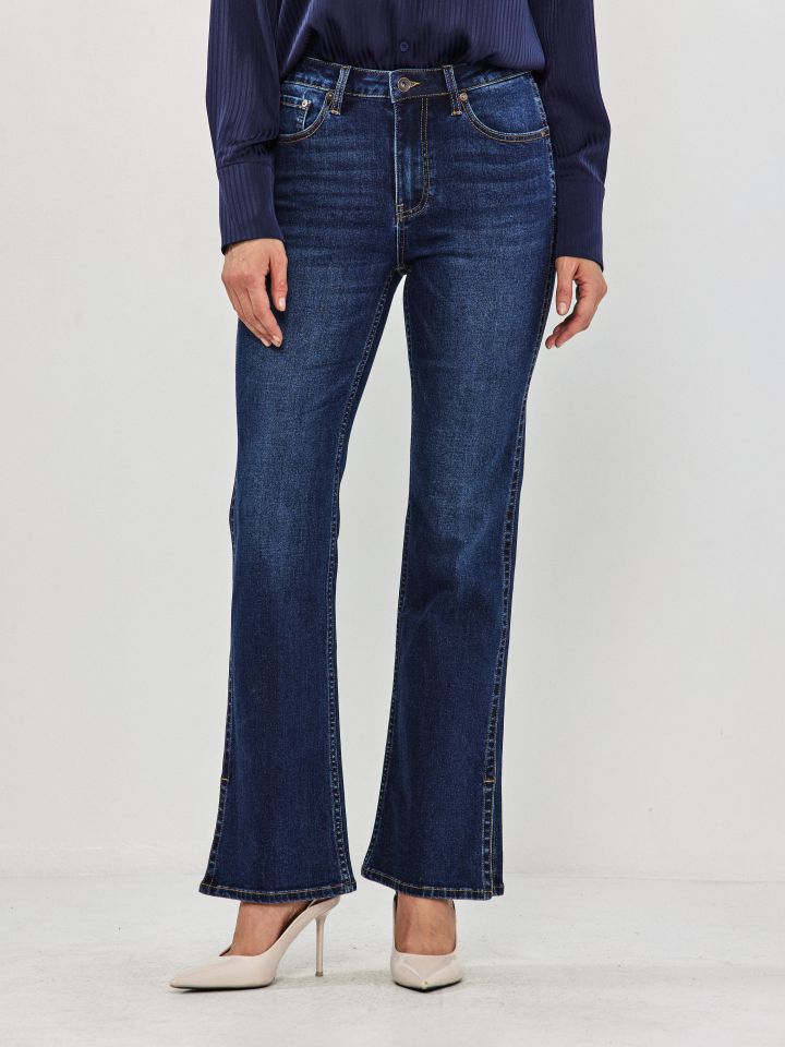 מכנסיים ג’ינס שליץ צד PROMO בצבע ג’ינס כהה