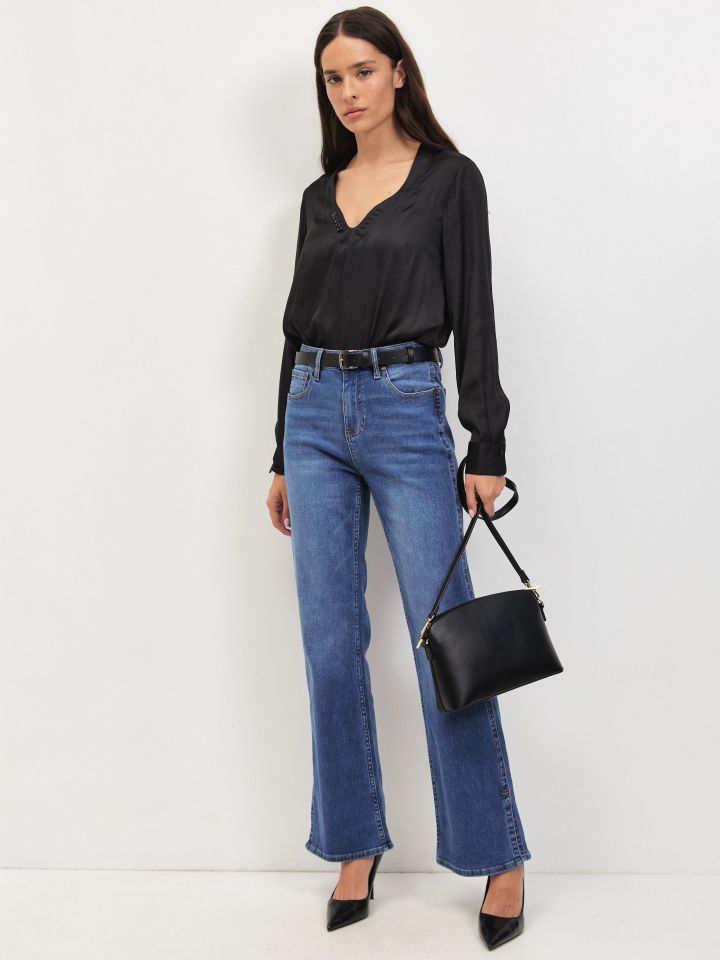 מכנסיים גינס שליץ צד PROMO בצבע ג’ינס