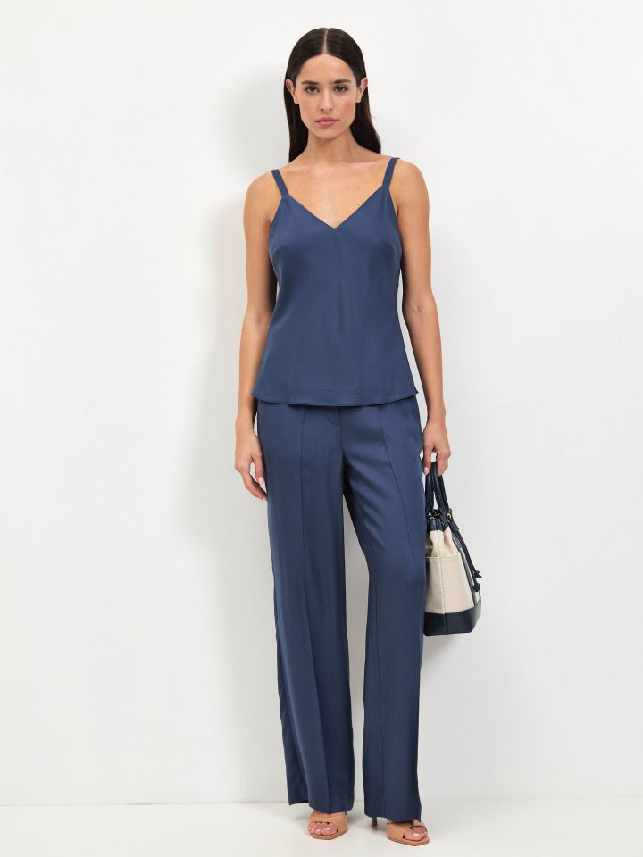 מכנסיים מראה  פישתן PROMO בצבע כחול ונסה