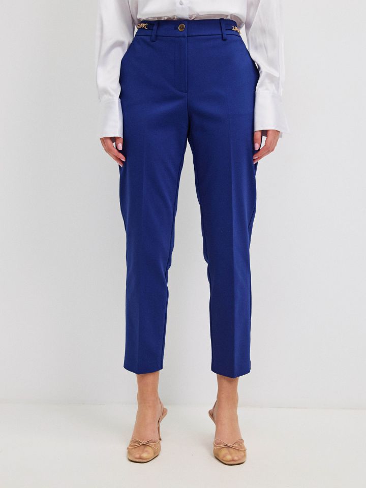 מכנסיים 7/8 אבזמים בצבע נייבי