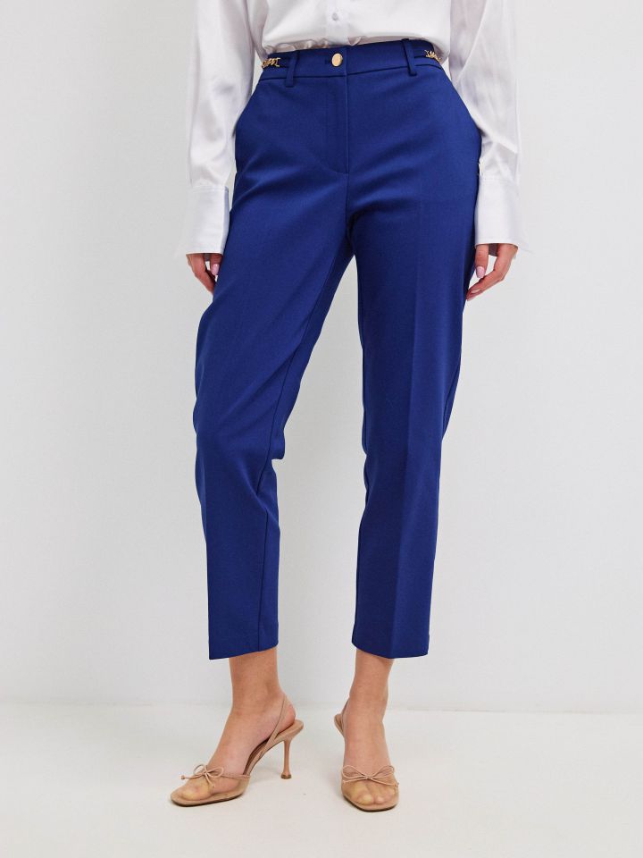 מכנסיים 7/8 אבזמים בצבע נייבי