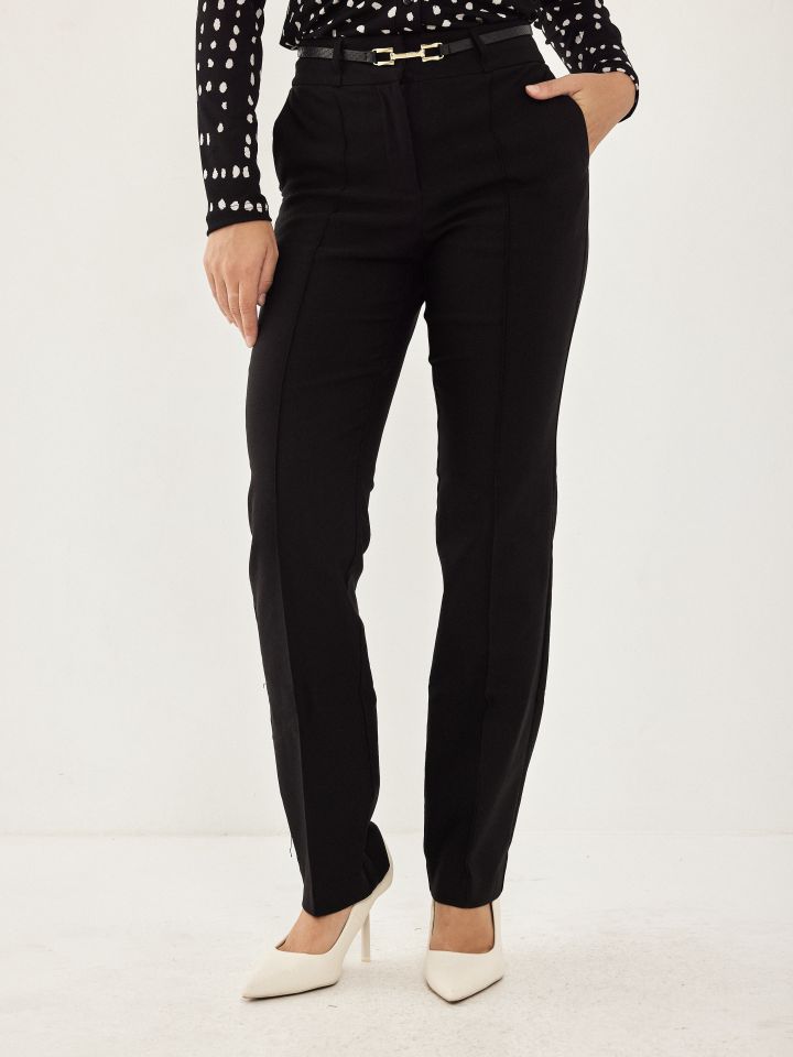 מכנסי דיאגונל כיסי צד בצבע שחור