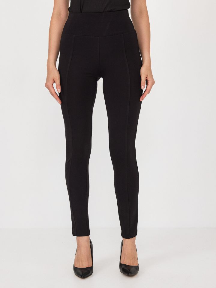 מכנסיים טייץ חגורה רחבה בצבע שחור