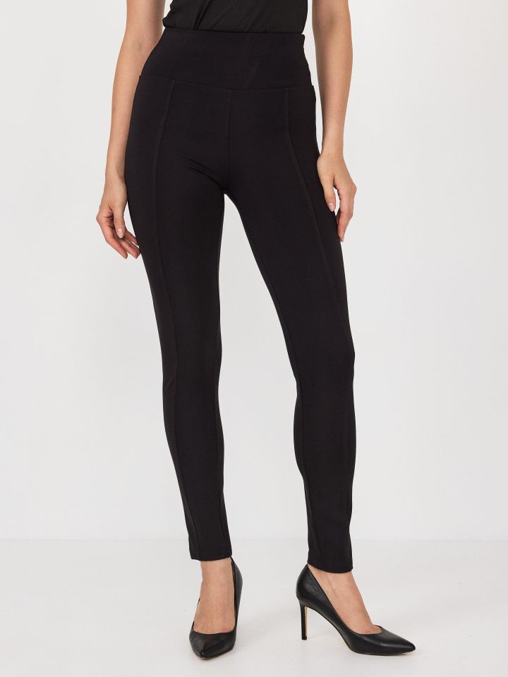 מכנסיים טייץ חגורה רחבה בצבע שחור