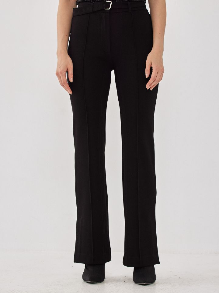 מכנס עם חגורה שליץ צד בצבע שחור