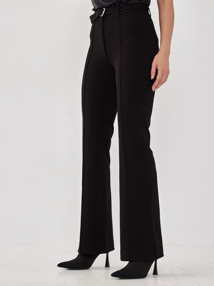 מכנס עם חגורה שליץ צד בצבע שחור