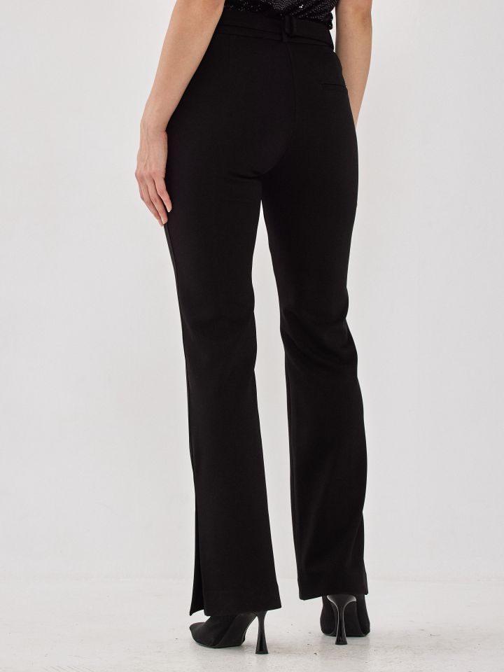 מכנס עם חגורה שליץ צד בצבע שחור